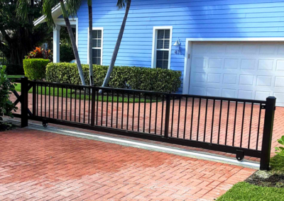 Aluminum from Alumi-Guard_Style Ascot 2 Rail, Black, 16’ wide roll gate_Central Ave, Naples, Fl 34102_Carter Fence