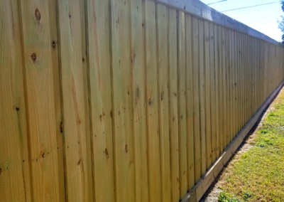Pressure treated pine wood-Style Board on board wood fence with top and bottom decorative rail-Naples Park 96th Ave, Fl Naples, Fl 34108-Carter Fence